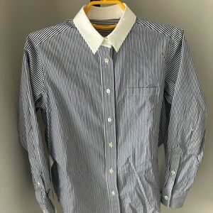 Sacai blue and White Striped Dress Shirt